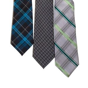 Mens Ties Lot of 3 Multicolor Preppy Plaids 2.75” Calvin Klein / EXPRESS Silk*